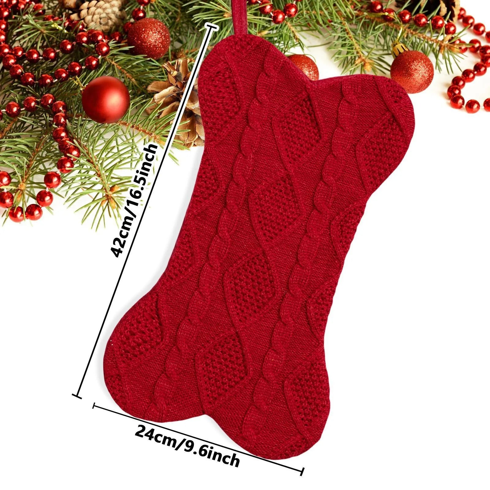 Luxury Cable Knit Bone-Shaped Dog Christmas Stocking