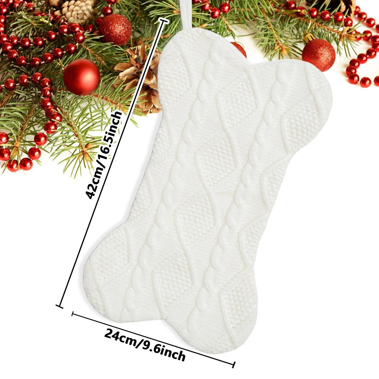 Luxury Cable Knit Bone-Shaped Dog Christmas Stocking