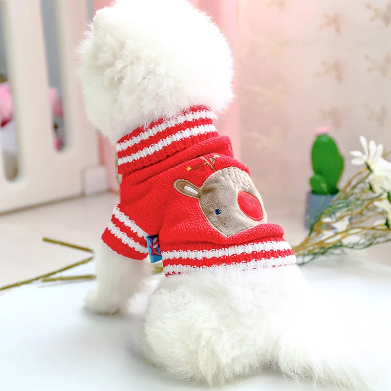 Red High-Neck Reindeer Christmas Jumper